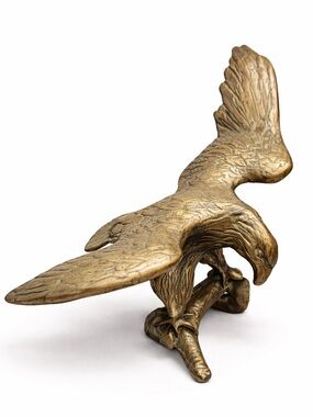 Vintage Solid Brass Eagle Sculpture on Branch 10” Wingspan Heavy MCM Decor